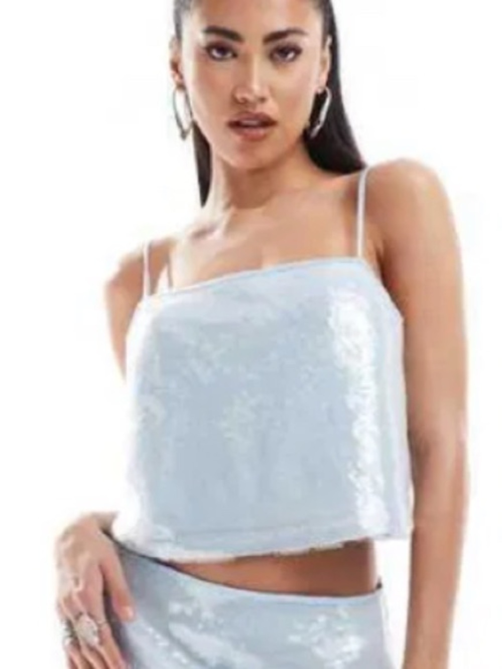 Abercrombie & Fitch Light Blue Sequined Spaghetti Strap Cami